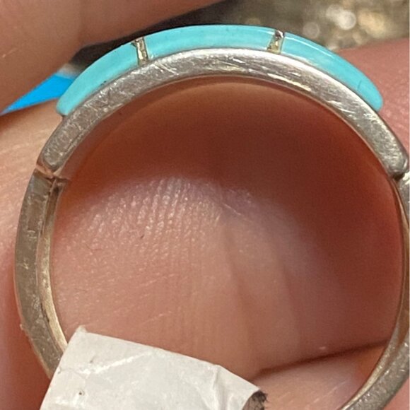 Ring Size 7.5 Turquoise Sterling Silver 925 Women Semi-Precious Stone - Picture 6 of 10